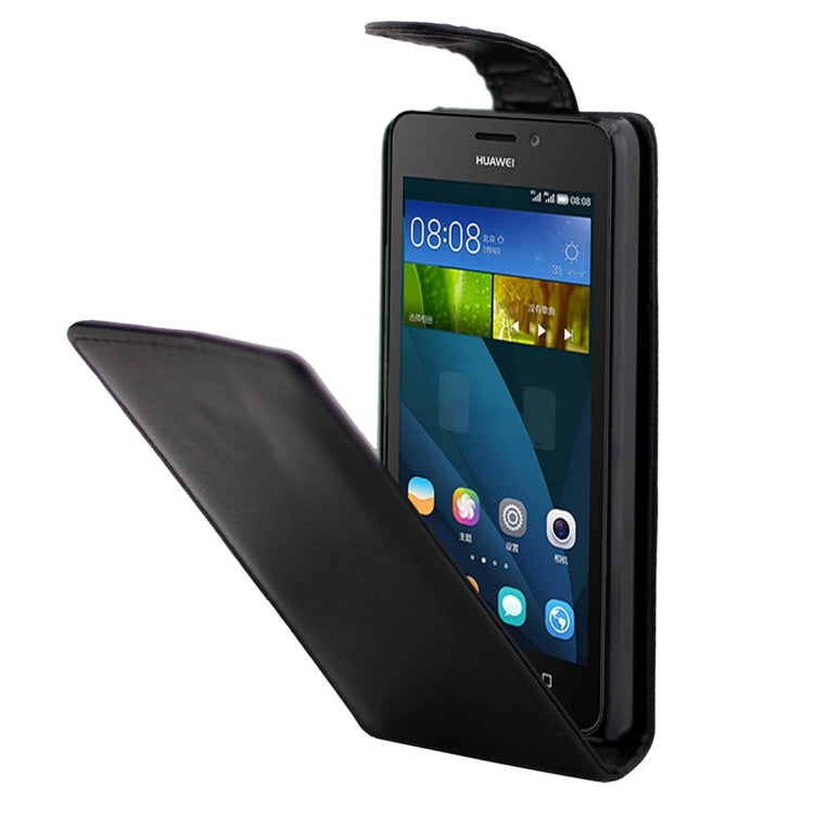 Nappa Texture Vertical Flip Magnetic Snap Leather Case for Huawei Y635(Black)