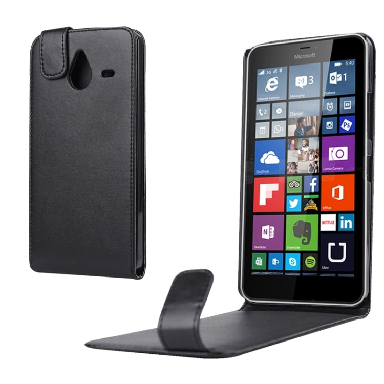 Nappa Texture Vertical Flip Magnetic Snap Leather Case for Microsoft Lumia 640 XL(Black)