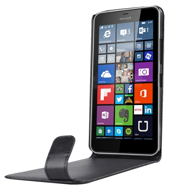 Nappa Texture Vertical Flip Magnetic Snap Leather Case for Microsoft Lumia 640 XL(Black)