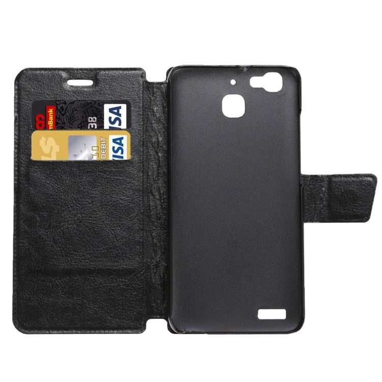 Horizontal Flip Black Leather Case with Card Slots & Holder for Huawei G8 mini & Enjoy 5S