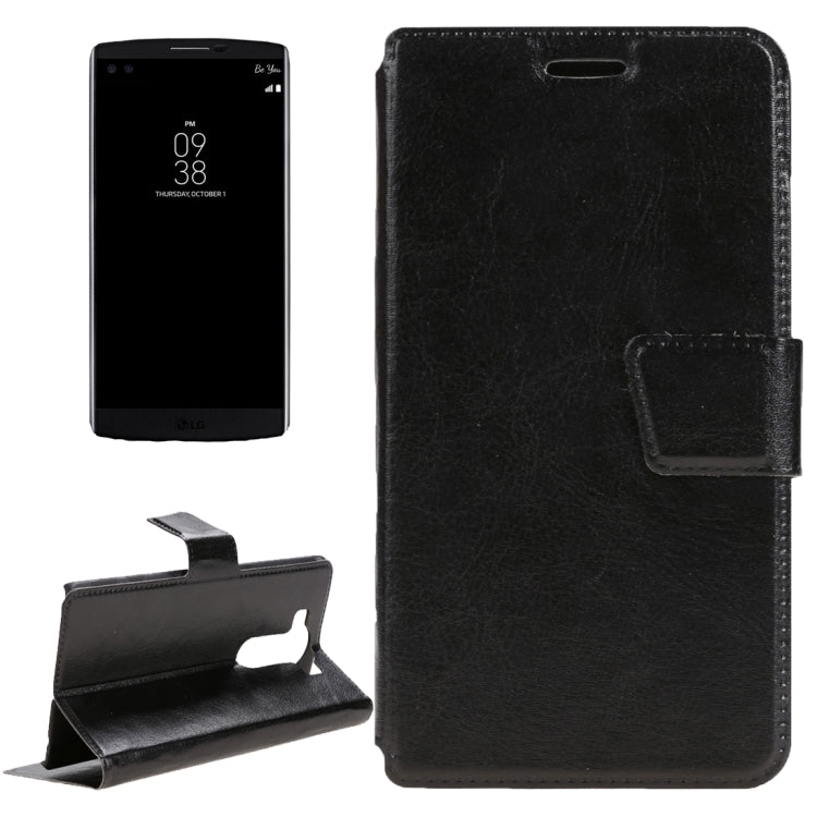 Horizontal Flip Black Leather Case with Card Slots & Holder for LG V10