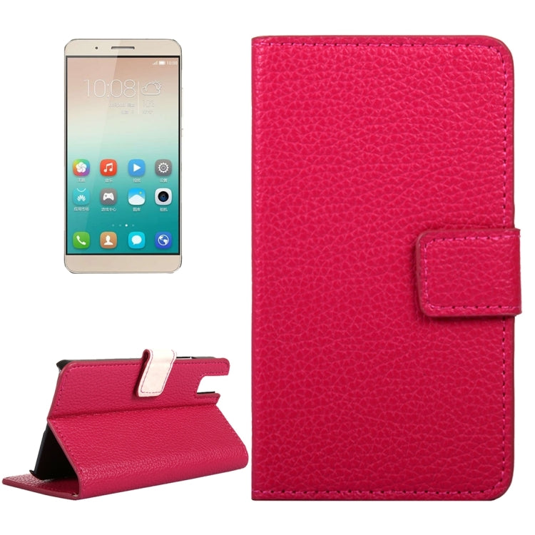 For Huawei  Shotx / Honor 7i Litchi Texture Horizontal Flip Leather Case with Magnetic Snap & Card Slots & Holder & Wallet(Magenta)