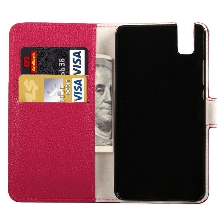 For Huawei  Shotx / Honor 7i Litchi Texture Horizontal Flip Leather Case with Magnetic Snap & Card Slots & Holder & Wallet(Magenta)