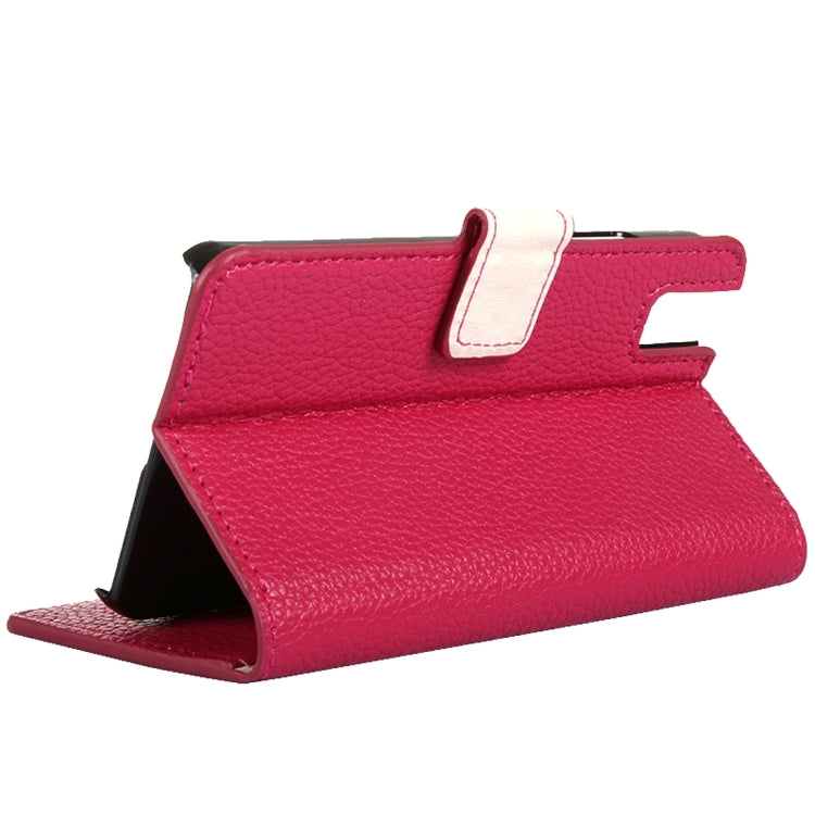 For Huawei  Shotx / Honor 7i Litchi Texture Horizontal Flip Leather Case with Magnetic Snap & Card Slots & Holder & Wallet(Magenta)