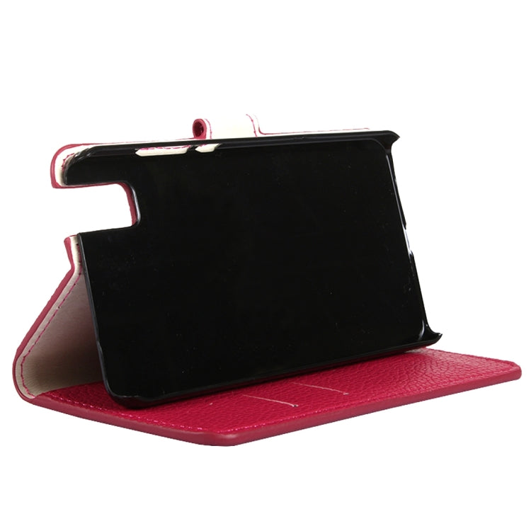 For Huawei  Shotx / Honor 7i Litchi Texture Horizontal Flip Leather Case with Magnetic Snap & Card Slots & Holder & Wallet(Magenta)