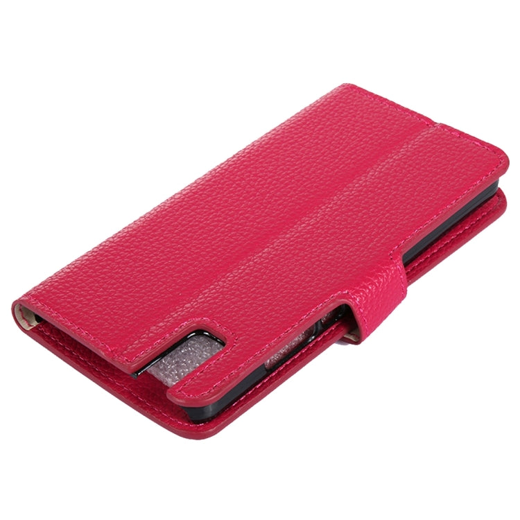 For Huawei  Shotx / Honor 7i Litchi Texture Horizontal Flip Leather Case with Magnetic Snap & Card Slots & Holder & Wallet(Magenta)