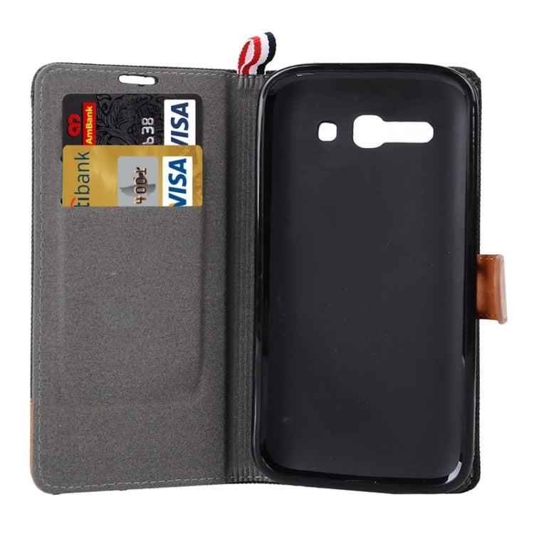 Denim Texture Leather Case with Card Slots & Holder & Lanyard for Alcatel One Touch Pop C9