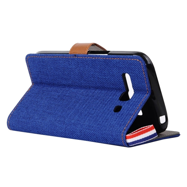 Denim Texture Leather Case with Card Slots & Holder & Lanyard for Alcatel One Touch Pop C9