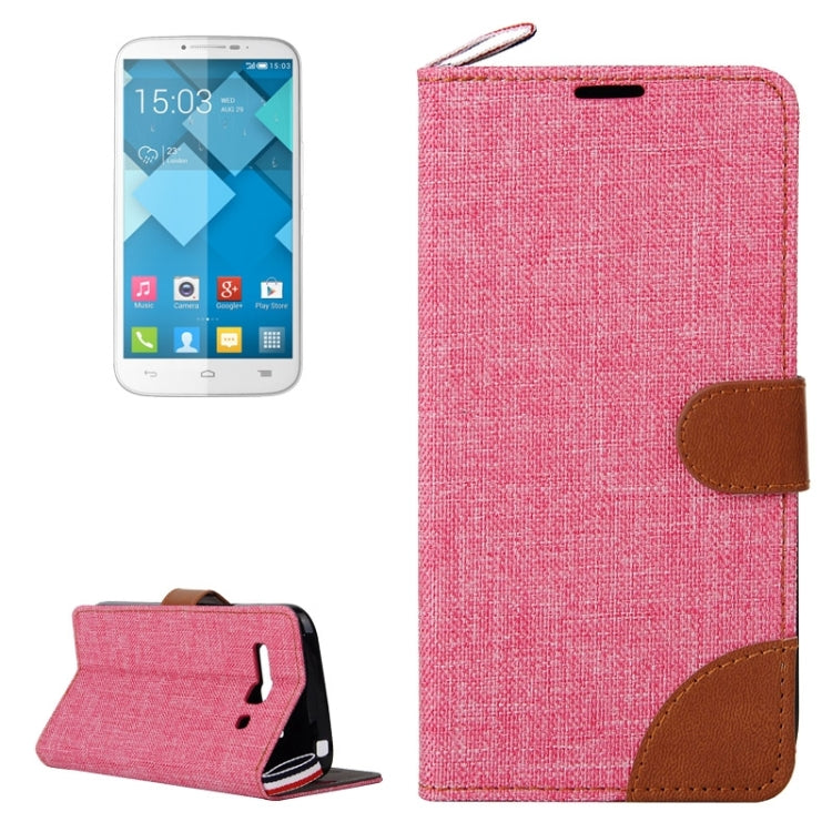 Denim Texture Leather Case with Card Slots & Holder & Lanyard for Alcatel One Touch Pop C9
