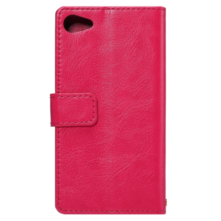 Lambskin Texture Words and Flowers Printing Horizontal Flip Solid Color Leather Case with Holder and Card Slots for Sony Xperia Z5 Compact / Mini