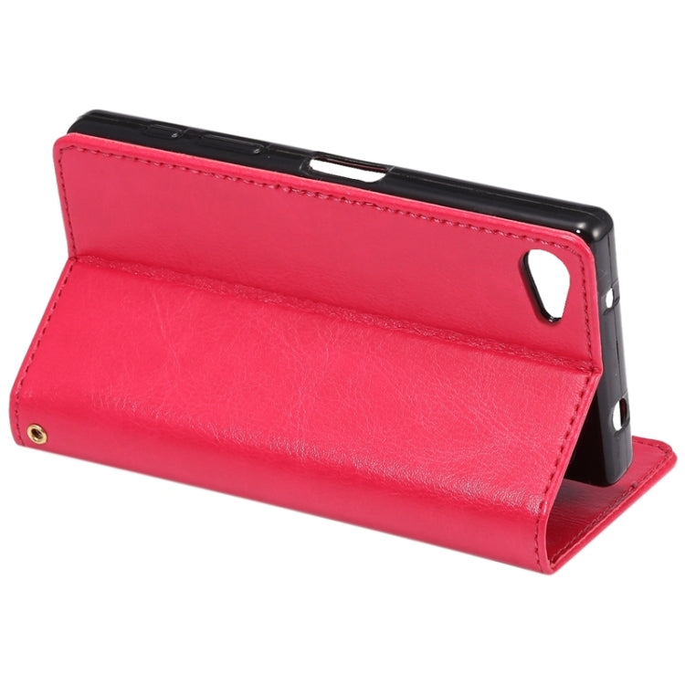 Lambskin Texture Words and Flowers Printing Horizontal Flip Solid Color Leather Case with Holder and Card Slots for Sony Xperia Z5 Compact / Mini