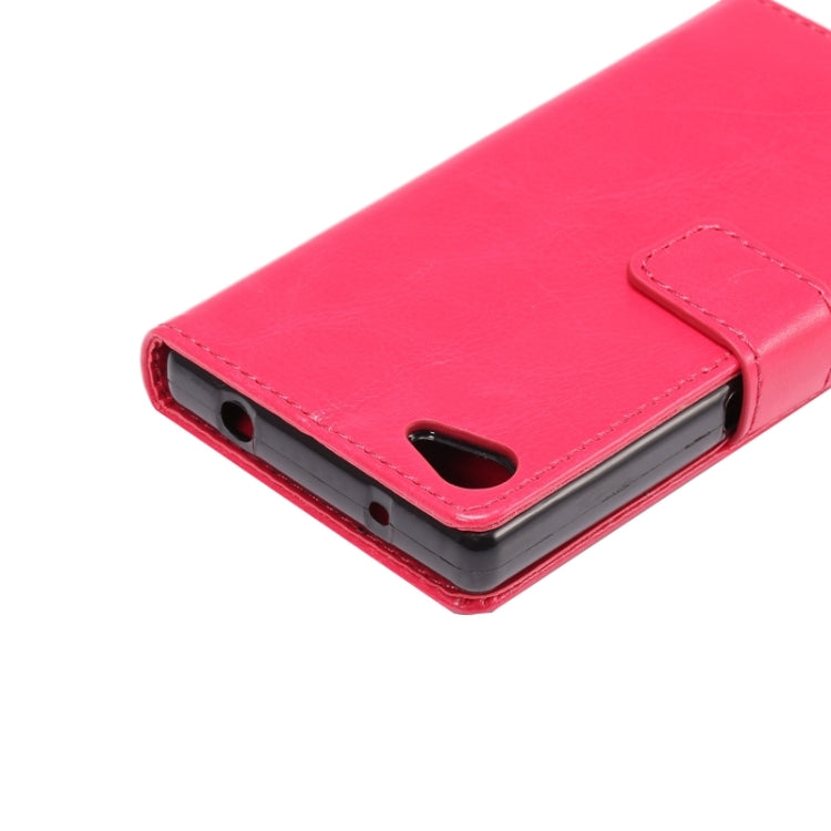 Lambskin Texture Words and Flowers Printing Horizontal Flip Solid Color Leather Case with Holder and Card Slots for Sony Xperia Z5 Compact / Mini