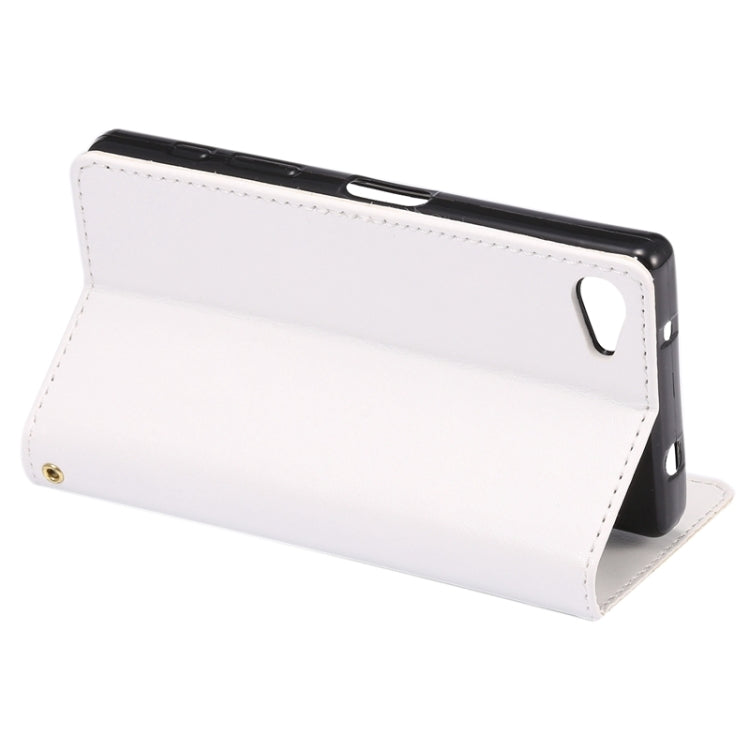 Lambskin Texture Words and Flowers Printing Horizontal Flip Solid Color Leather Case with Holder and Card Slots for Sony Xperia Z5 Compact / Mini