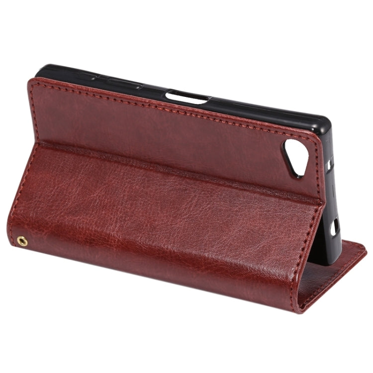 Lambskin Texture Words and Flowers Printing Horizontal Flip Solid Color Leather Case with Holder and Card Slots for Sony Xperia Z5 Compact / Mini