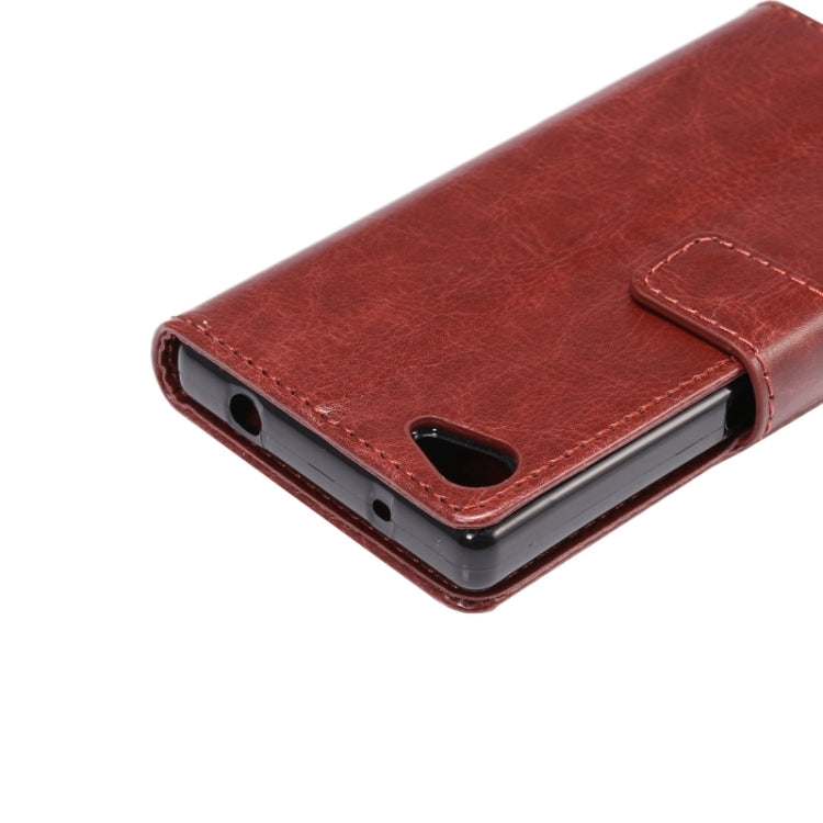 Lambskin Texture Words and Flowers Printing Horizontal Flip Solid Color Leather Case with Holder and Card Slots for Sony Xperia Z5 Compact / Mini