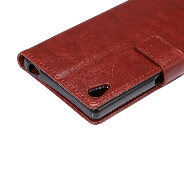 Lambskin Texture Words and Flowers Printing Horizontal Flip Solid Color Leather Case with Holder and Card Slots for Sony Xperia Z5 Premium / Plus