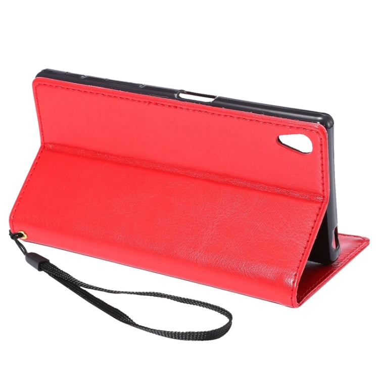 Lambskin Texture Words and Flowers Printing Horizontal Flip Solid Color Leather Case with Holder and Card Slots for Sony Xperia Z5 Premium / Plus