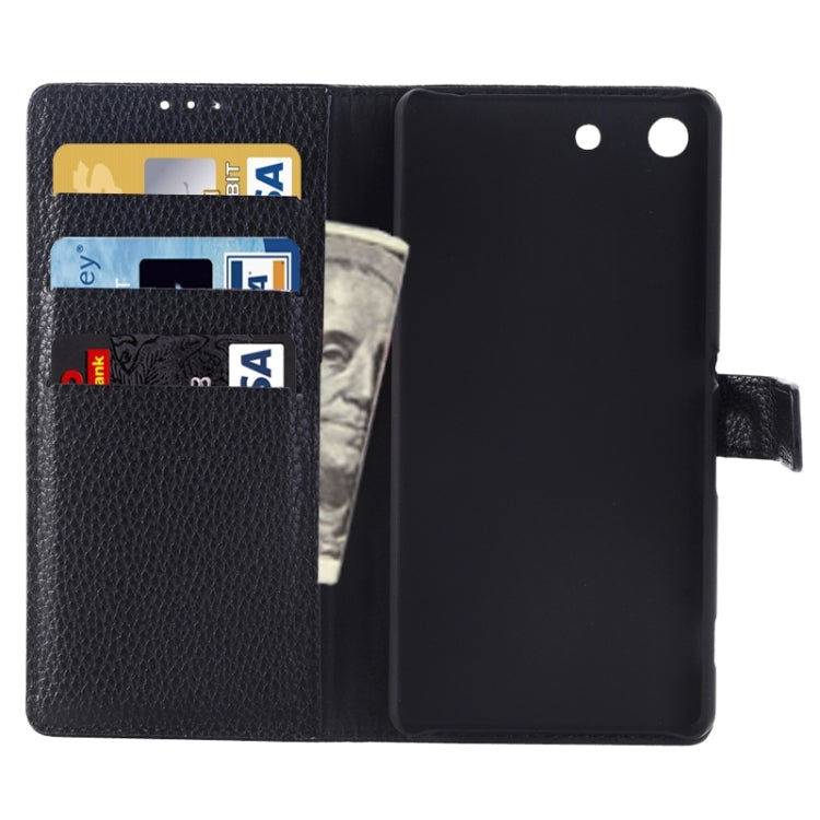 Litchi Texture Horizontal Flip Solid Color Leather Case with Holder & Card Slots & Wallet for Sony Xperia M5