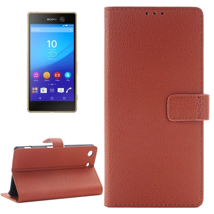 Litchi Texture Horizontal Flip Solid Color Leather Case with Holder & Card Slots & Wallet for Sony Xperia M5