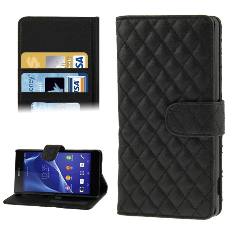 Plaid Texture Leather Case with Credit Card Slot & Holder for Sony Xperia Z2 / L50w