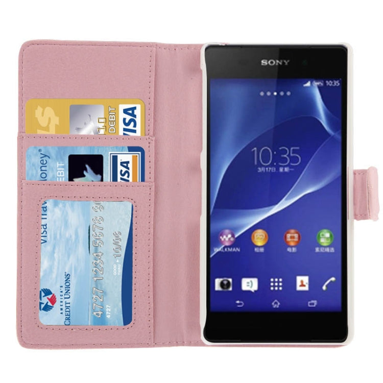 Plaid Texture Leather Case with Credit Card Slot & Holder for Sony Xperia Z2 / L50w
