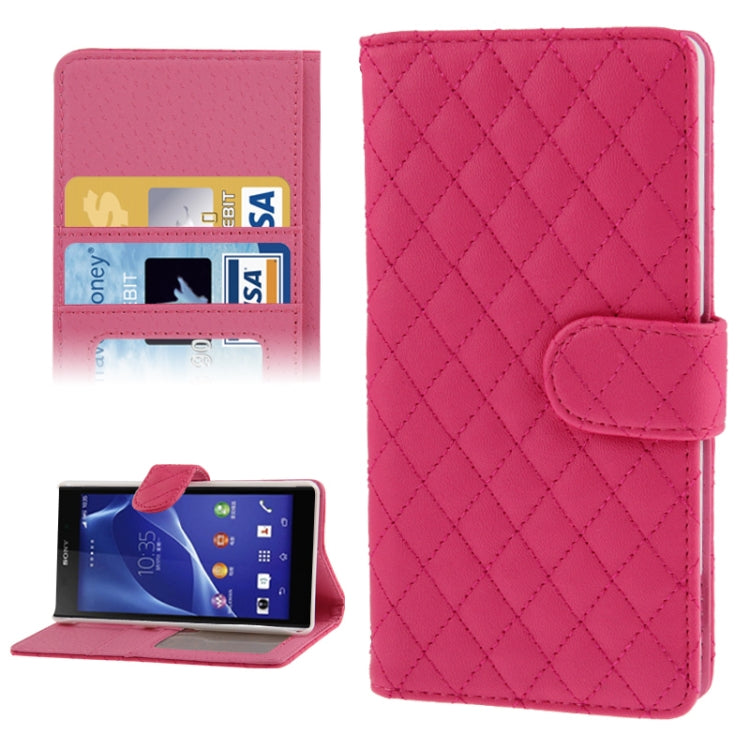 Plaid Texture Leather Case with Credit Card Slot & Holder for Sony Xperia Z2 / L50w