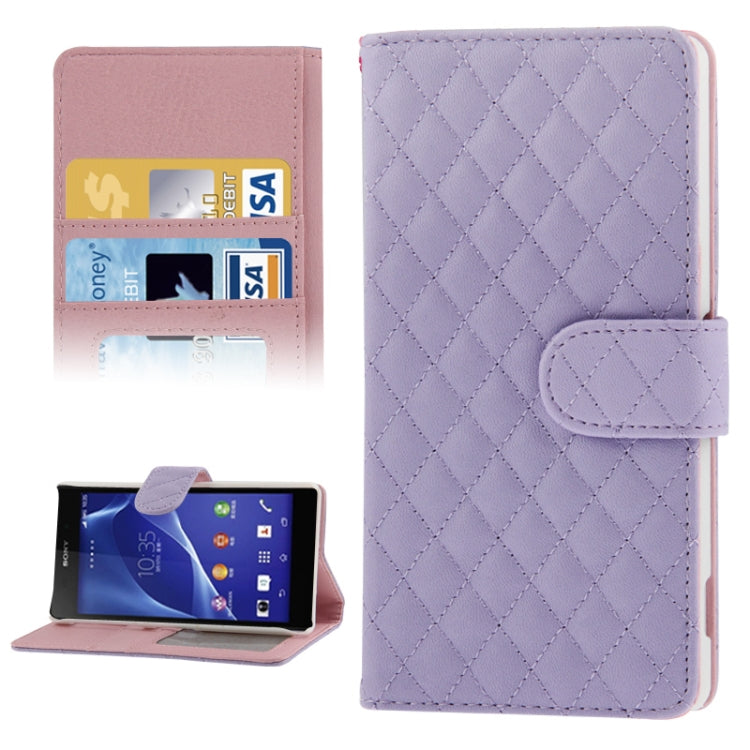 Plaid Texture Leather Case with Credit Card Slot & Holder for Sony Xperia Z2 / L50w
