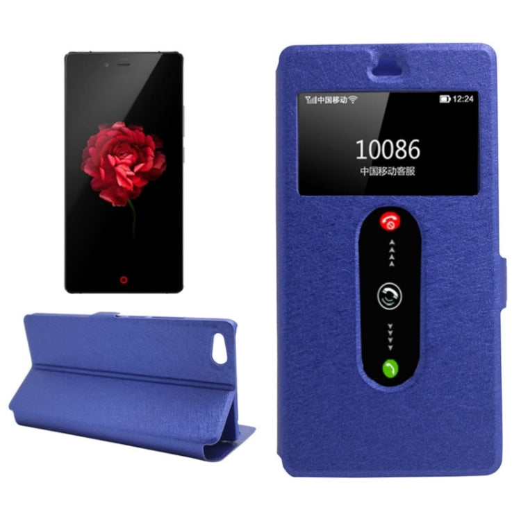 Silk Texture Horizontal Flip Solid Color Leather Case with Call Display ID & Holder for ZTE Nubia Z9 Max