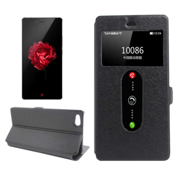 Silk Texture Horizontal Flip Solid Color Leather Case with Call Display ID & Holder for ZTE Nubia Z9 Max