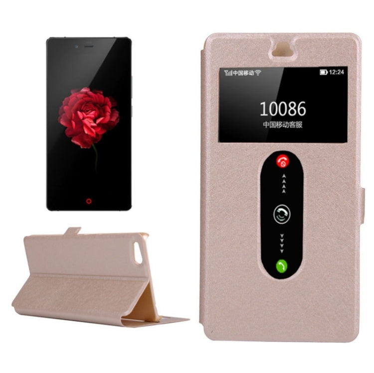 Silk Texture Horizontal Flip Solid Color Leather Case with Call Display ID & Holder for ZTE Nubia Z9 Mini
