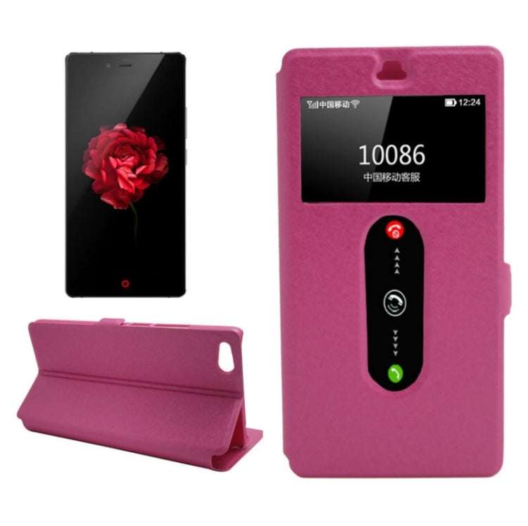Silk Texture Horizontal Flip Solid Color Leather Case with Call Display ID & Holder for ZTE Nubia Z9 Mini