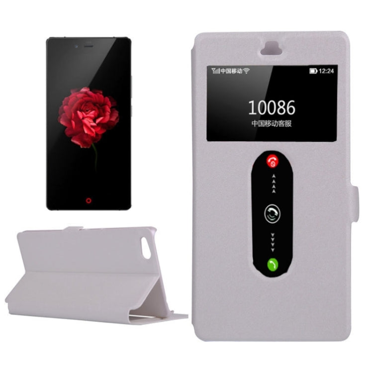 Silk Texture Horizontal Flip Solid Color Leather Case with Call Display ID & Holder for ZTE Nubia Z9 Mini