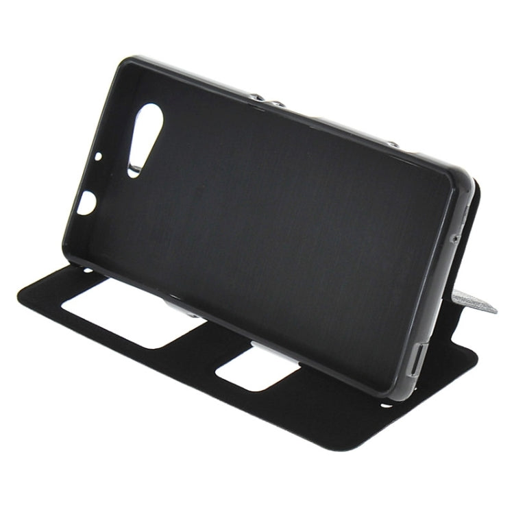 Solid Color Flip Leather Case with Holder & Caller ID Window for Sony Xperia Z3 Compact