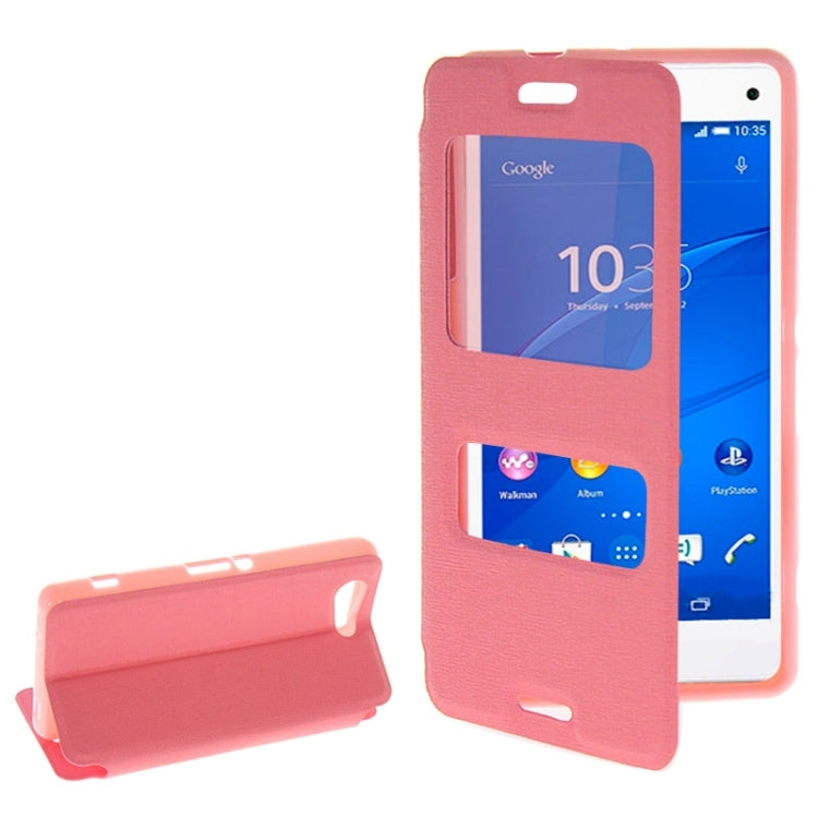 Solid Color Flip Leather Case with Holder & Caller ID Window for Sony Xperia Z3 Compact
