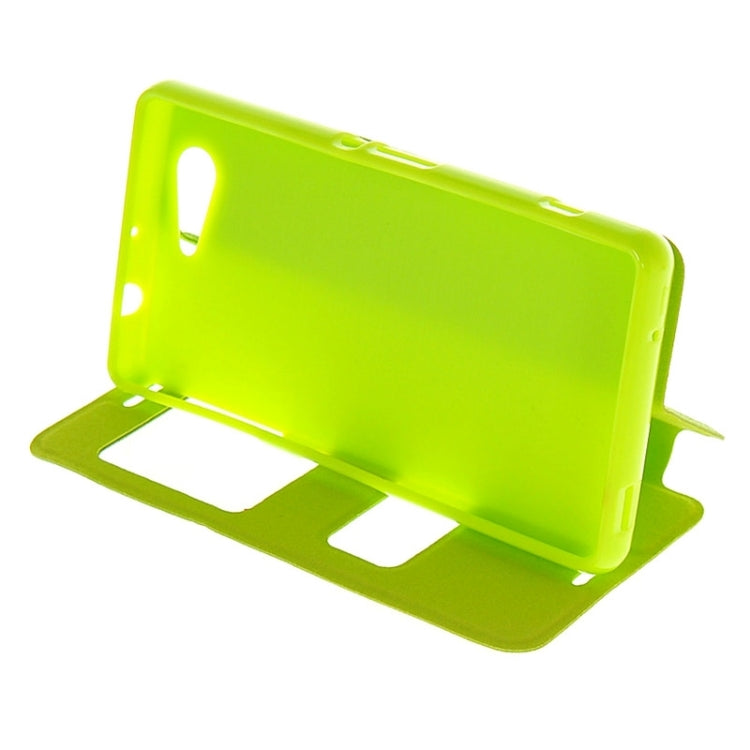 Solid Color Flip Leather Case with Holder & Caller ID Window for Sony Xperia Z3 Compact