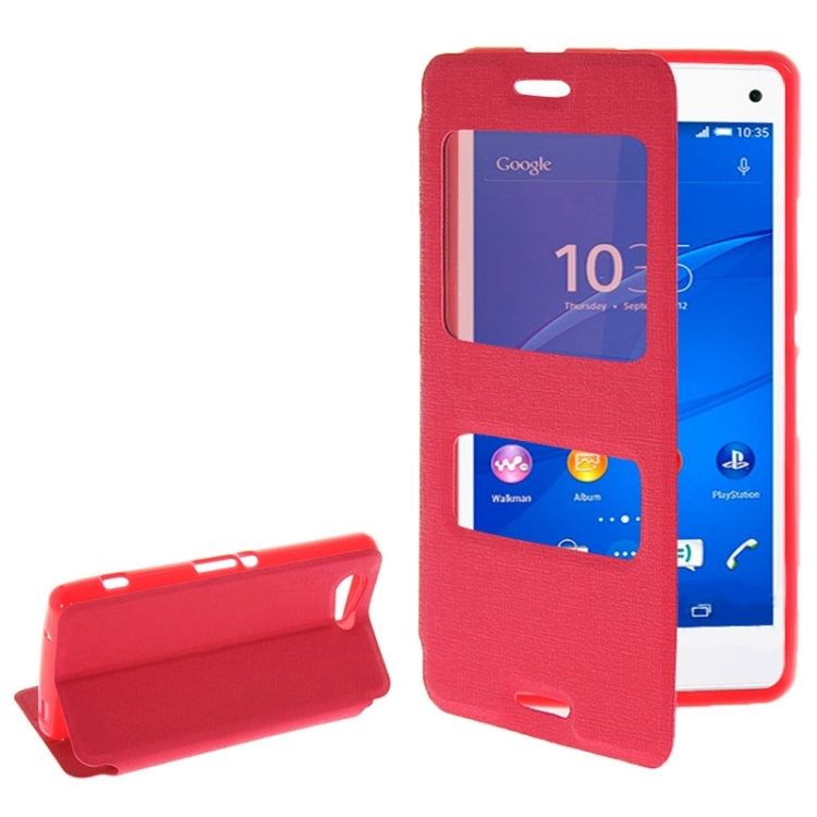 Solid Color Flip Leather Case with Holder & Caller ID Window for Sony Xperia Z3 Compact