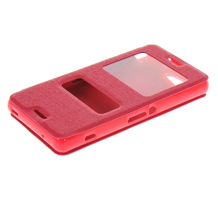 Solid Color Flip Leather Case with Holder & Caller ID Window for Sony Xperia Z3 Compact