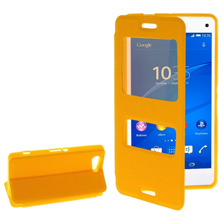 Solid Color Flip Leather Case with Holder & Caller ID Window for Sony Xperia Z3 Compact