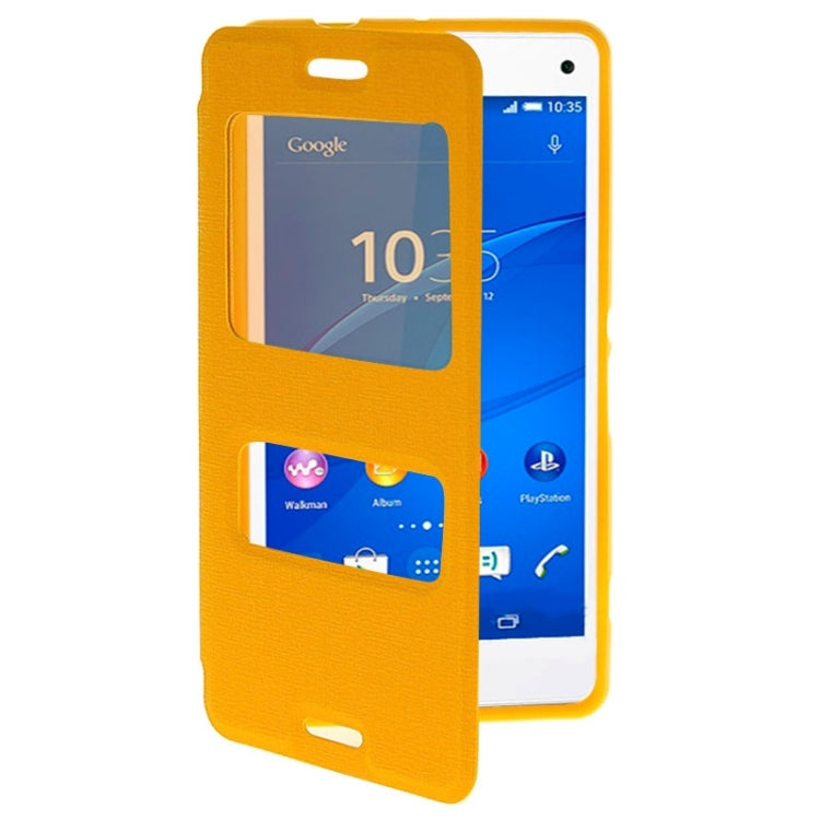 Solid Color Flip Leather Case with Holder & Caller ID Window for Sony Xperia Z3 Compact