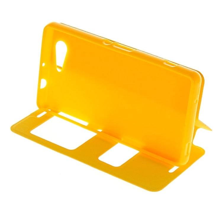 Solid Color Flip Leather Case with Holder & Caller ID Window for Sony Xperia Z3 Compact