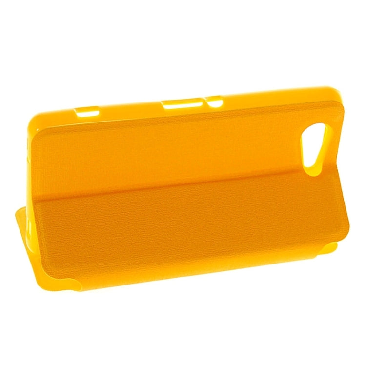 Solid Color Flip Leather Case with Holder & Caller ID Window for Sony Xperia Z3 Compact