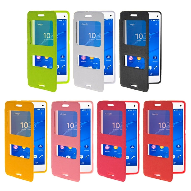 Solid Color Flip Leather Case with Holder & Caller ID Window for Sony Xperia Z3 Compact