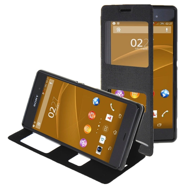 Oracle Texture Flip Leather Case with Holder & Caller ID Window for Sony Xperia Z3