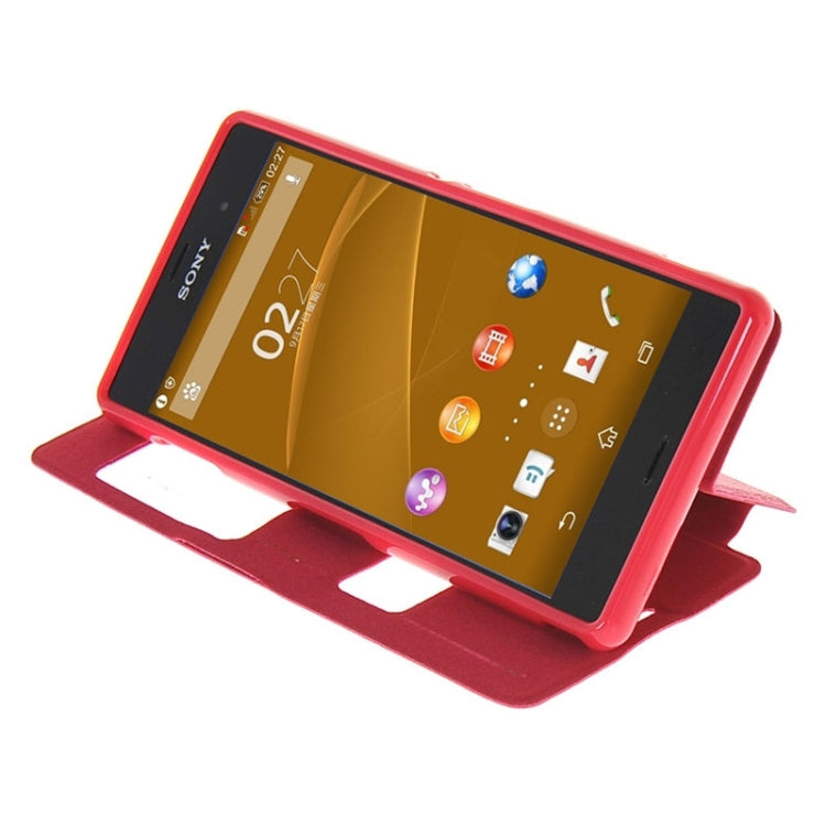 Oracle Texture Flip Leather Case with Holder & Caller ID Window for Sony Xperia Z3