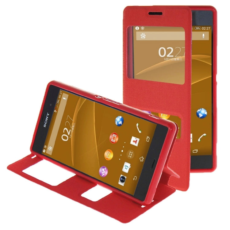 Oracle Texture Flip Leather Case with Holder & Caller ID Window for Sony Xperia Z3