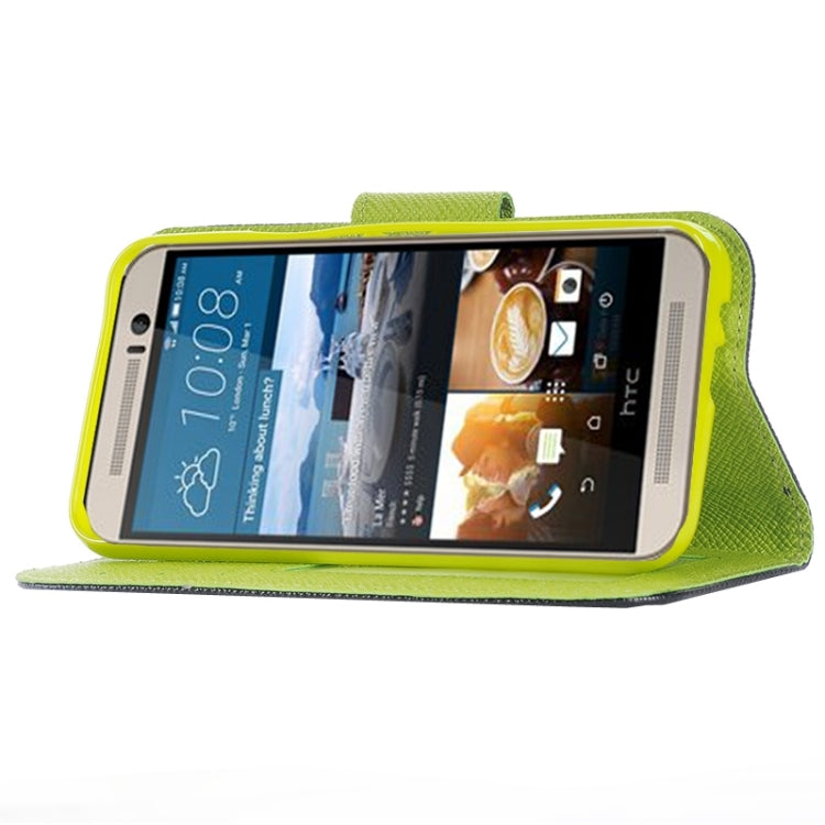 Cross Texture Contrast Color PU Flip Leather Case with Holder & Card Slots & Wallet & Lanyard for HTC One M9