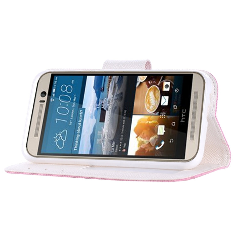 Cross Texture Contrast Color PU Flip Leather Case with Holder & Card Slots & Wallet & Lanyard for HTC One M9