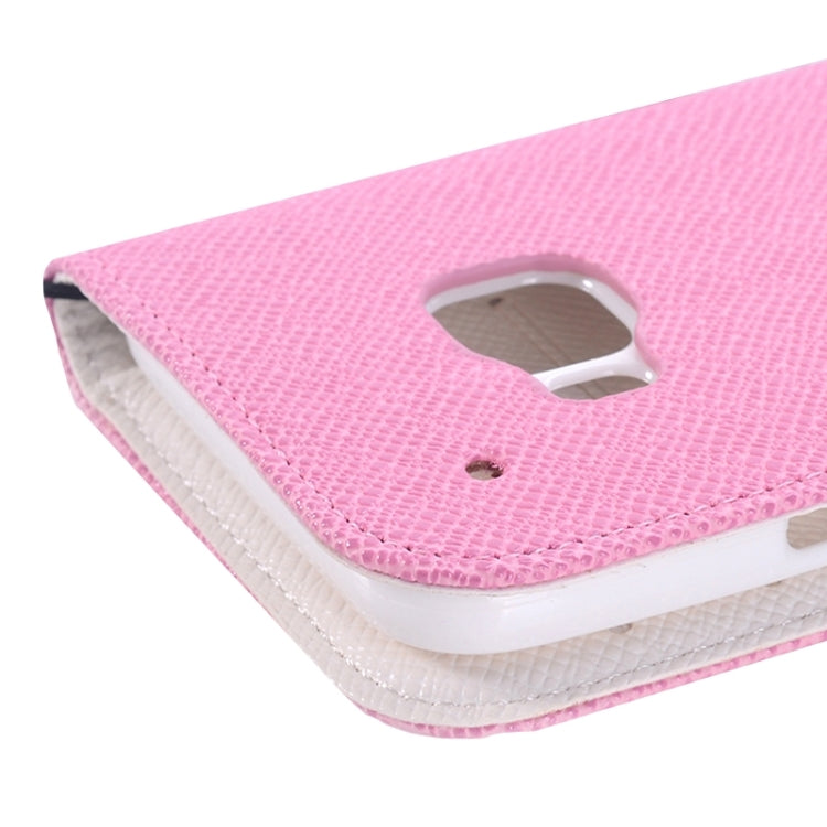 Cross Texture Contrast Color PU Flip Leather Case with Holder & Card Slots & Wallet & Lanyard for HTC One M9