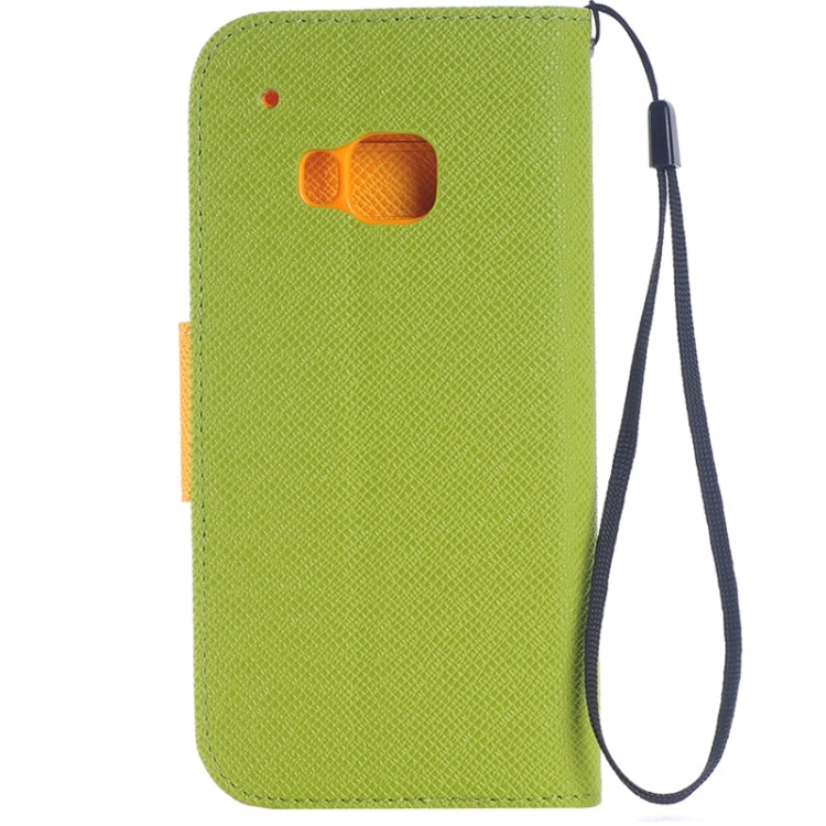 Cross Texture Contrast Color PU Flip Leather Case with Holder & Card Slots & Wallet & Lanyard for HTC One M9