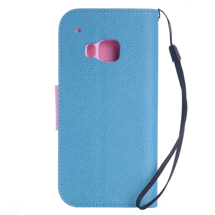 Cross Texture Contrast Color PU Flip Leather Case with Holder & Card Slots & Wallet & Lanyard for HTC One M9